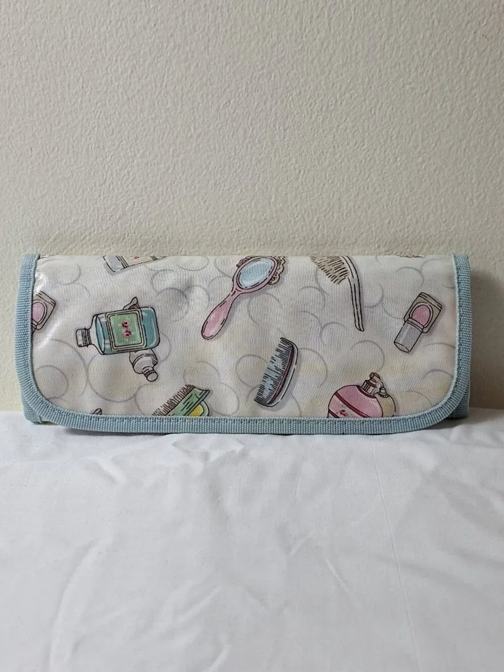 Cath Kidston Pastel Toiletry & Brush Roll - Blue Trim
